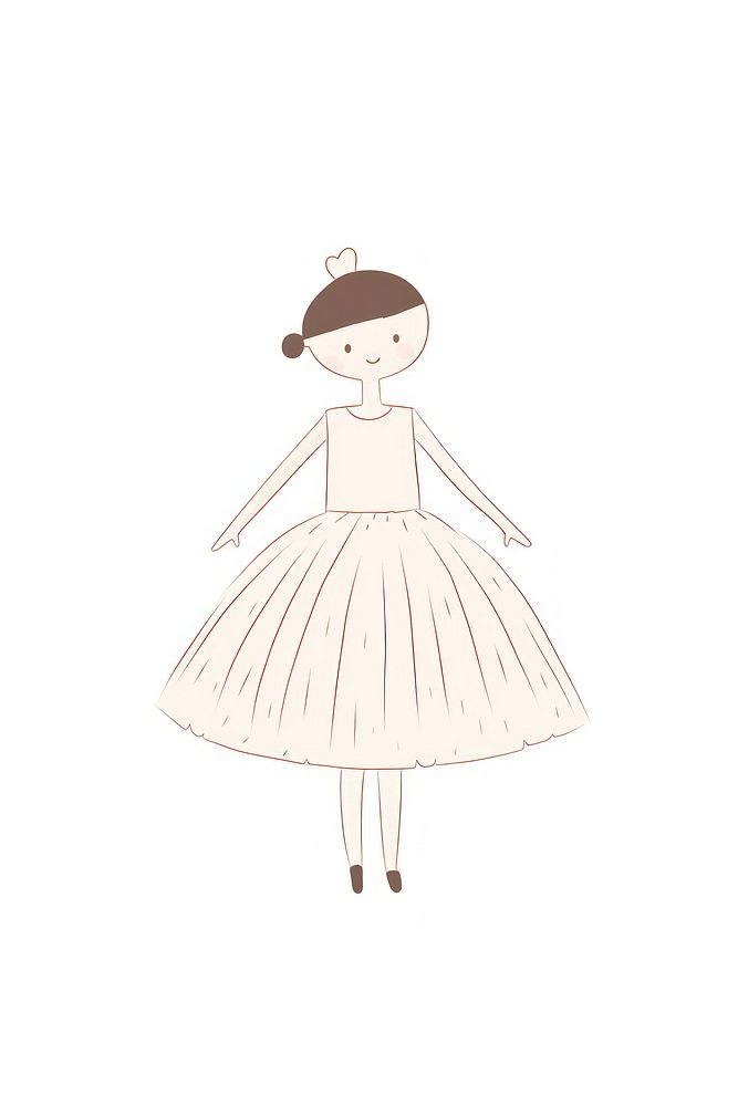 Doodle illustration of ballet cartoon white white background.