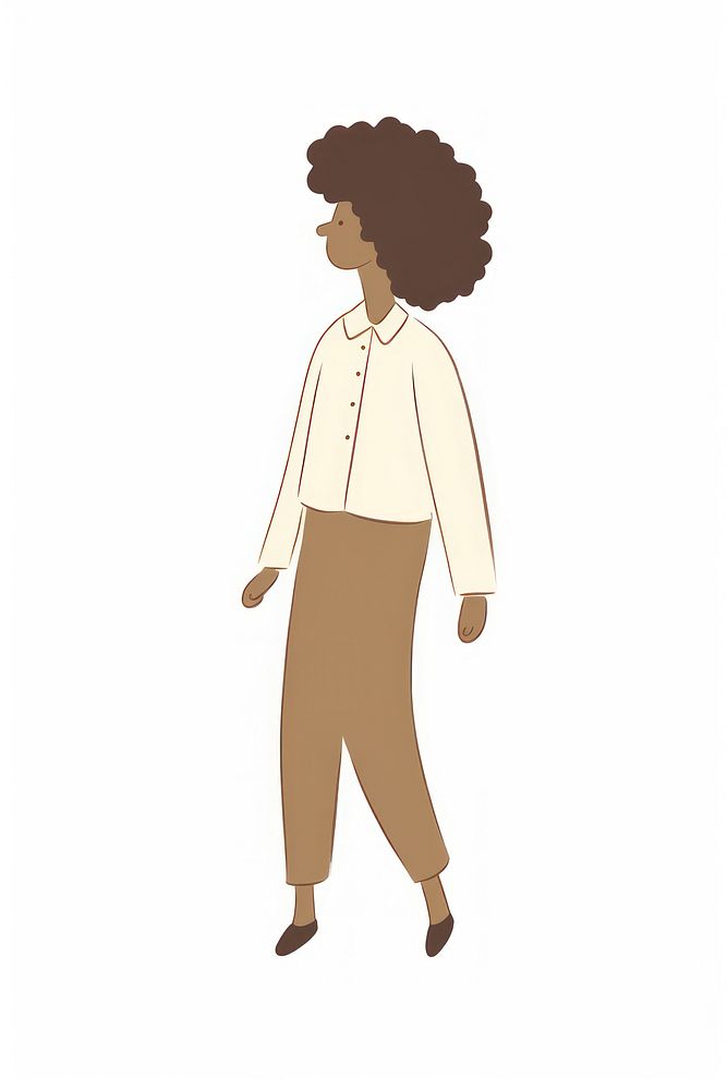 Doodle illustration of businesswoman cartoon walking white background.