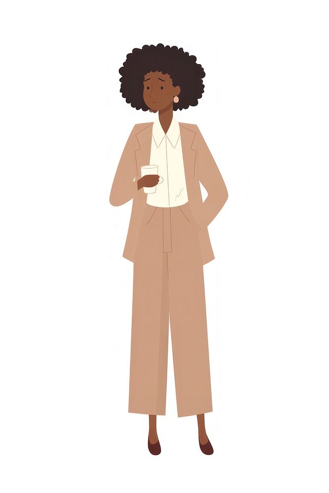 Doodle illustration of businesswoman cartoon sleeve white background.