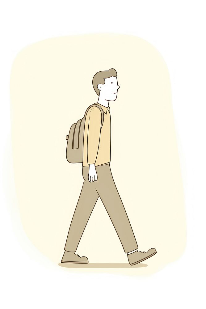 Doodle illustration of men walking backpack drawing.