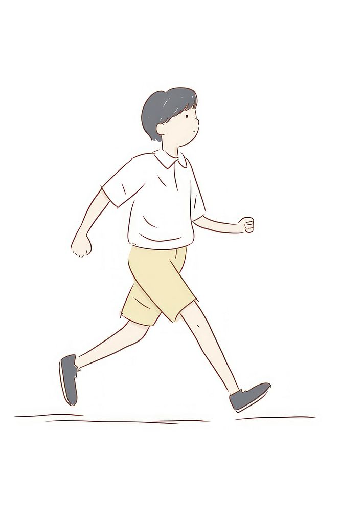 Doodle illustration of student running drawing walking.