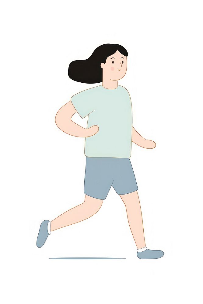 Doodle illustration of women running cartoon white background.