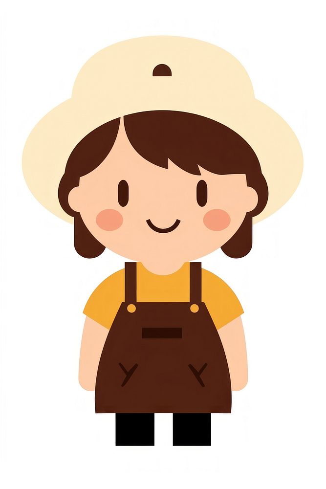 Flat design character woman farmer cartoon cute white background.
