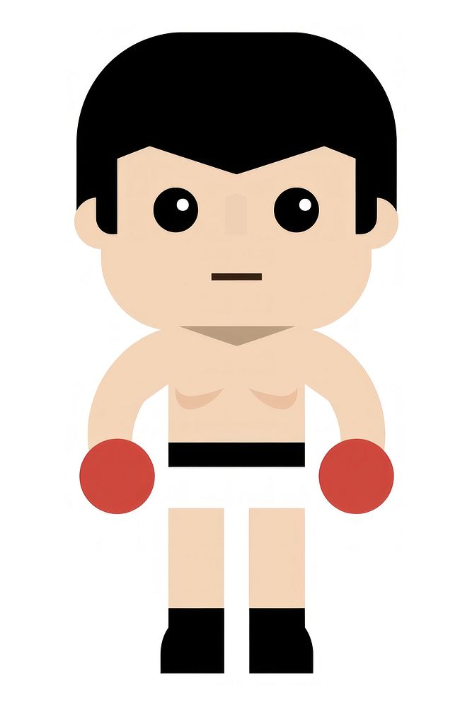 Flat design character boxer cartoon face white background.