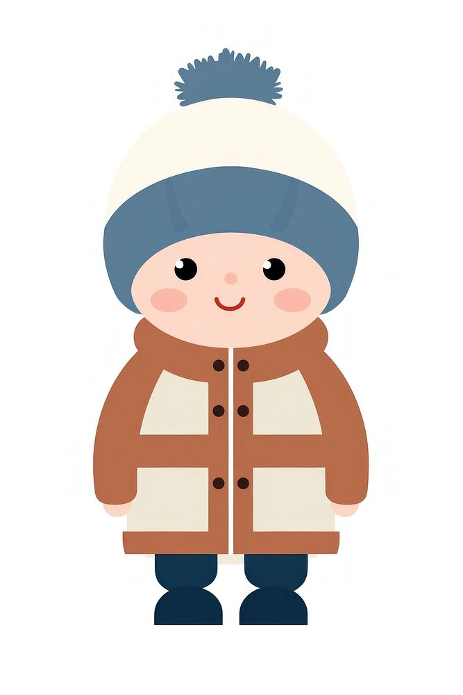 Flat design character boy winter cartoon coat.