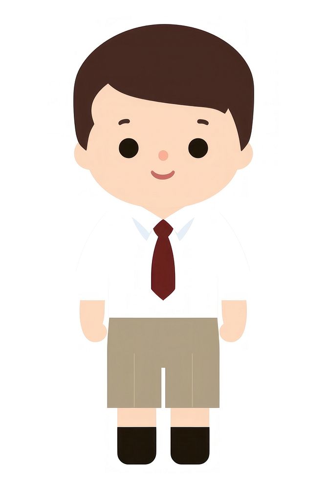 Flat design character boy necktie cartoon face.