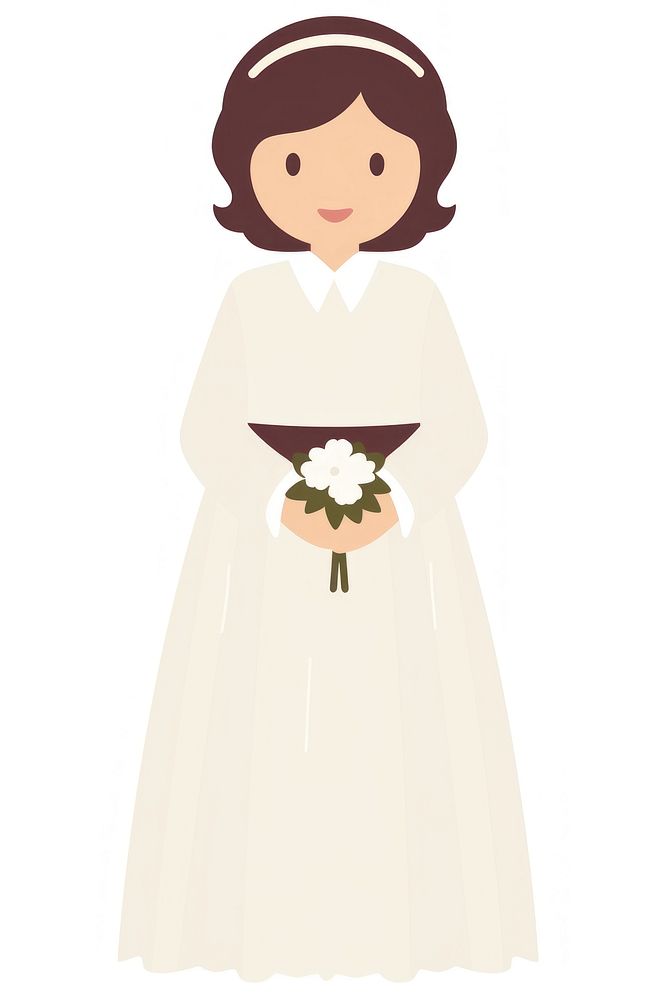 Flat design character bride fashion cartoon flower.