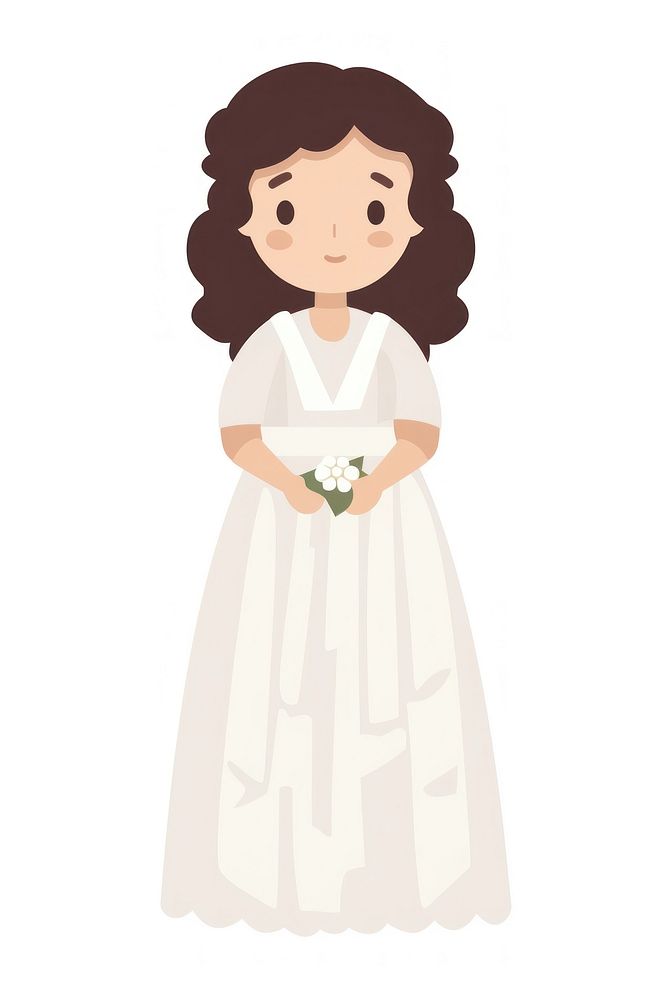 Flat design character bride fashion cartoon dress.
