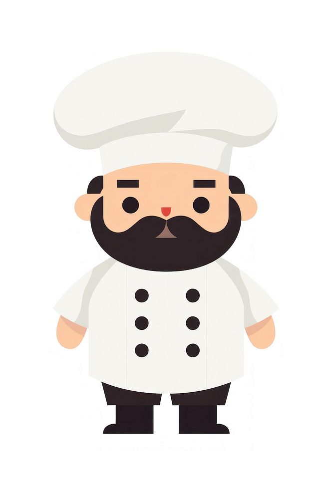 Flat design character chef cartoon face white background.
