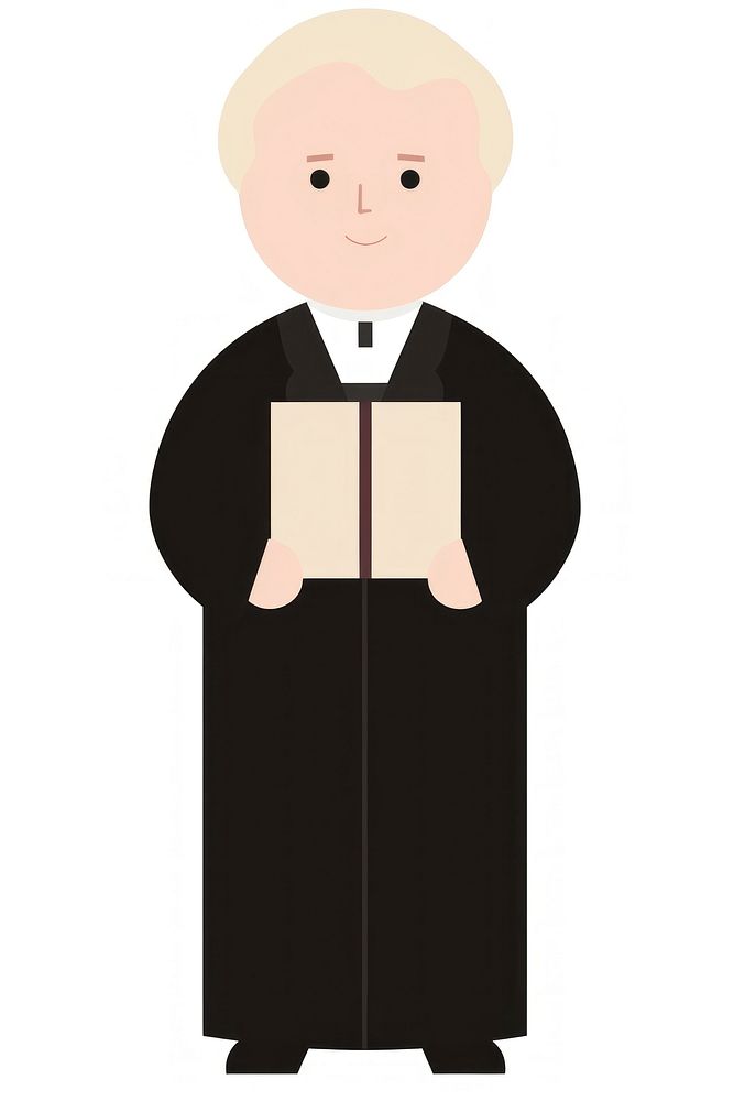 Flat design character christian priest reading cartoon white background.