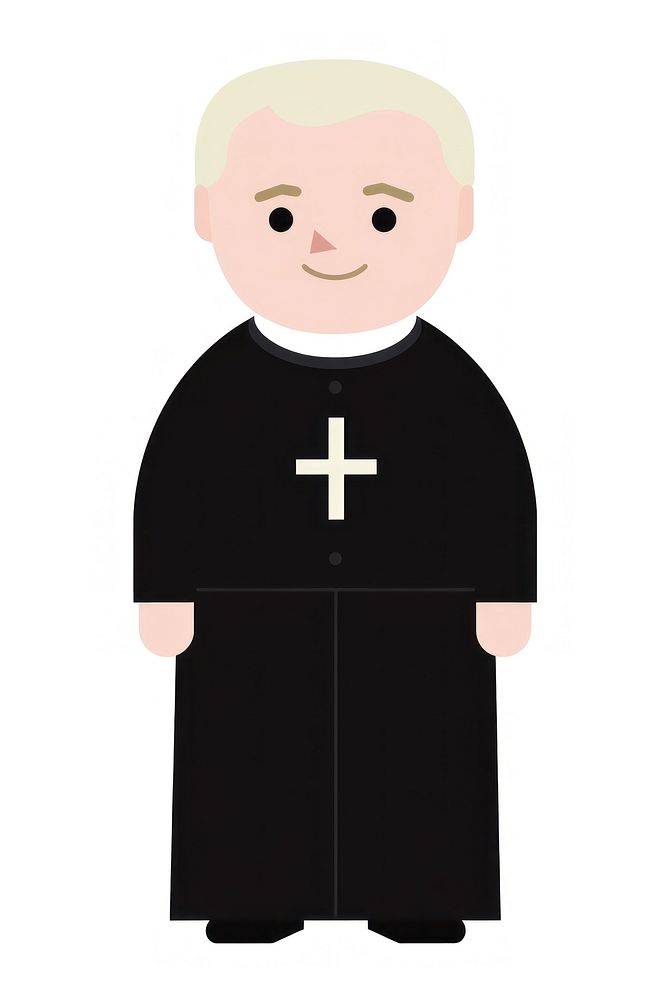 Flat design character christian priest cartoon symbol cross.