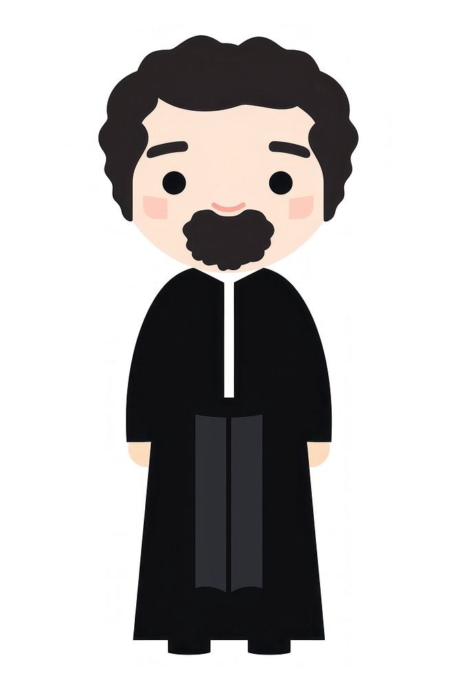 Flat design character christian priest cartoon white background moustache.