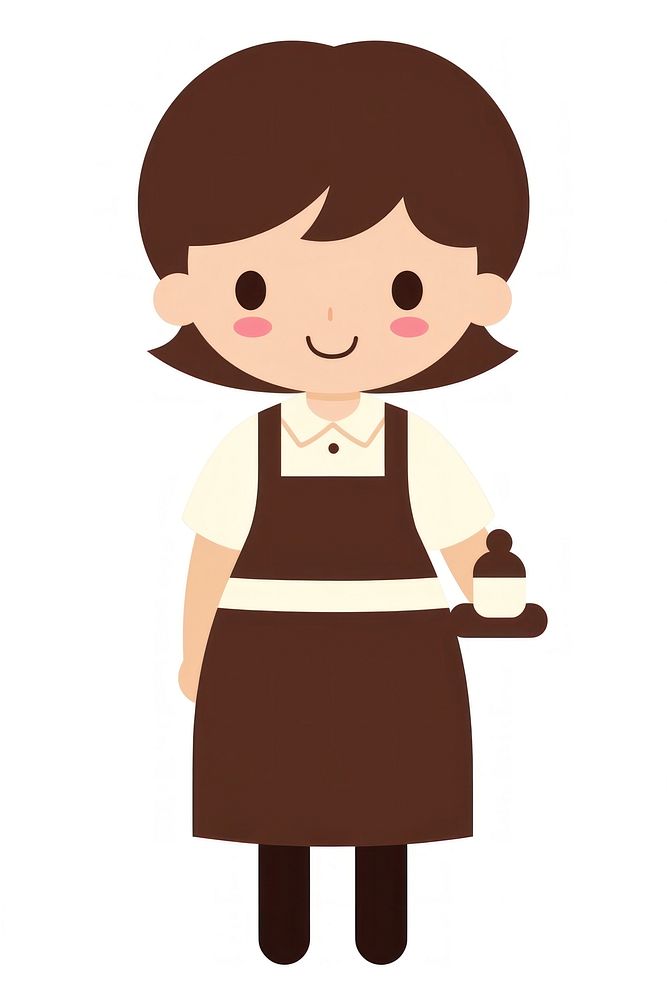 Flat design character girl barista cartoon cute white background.