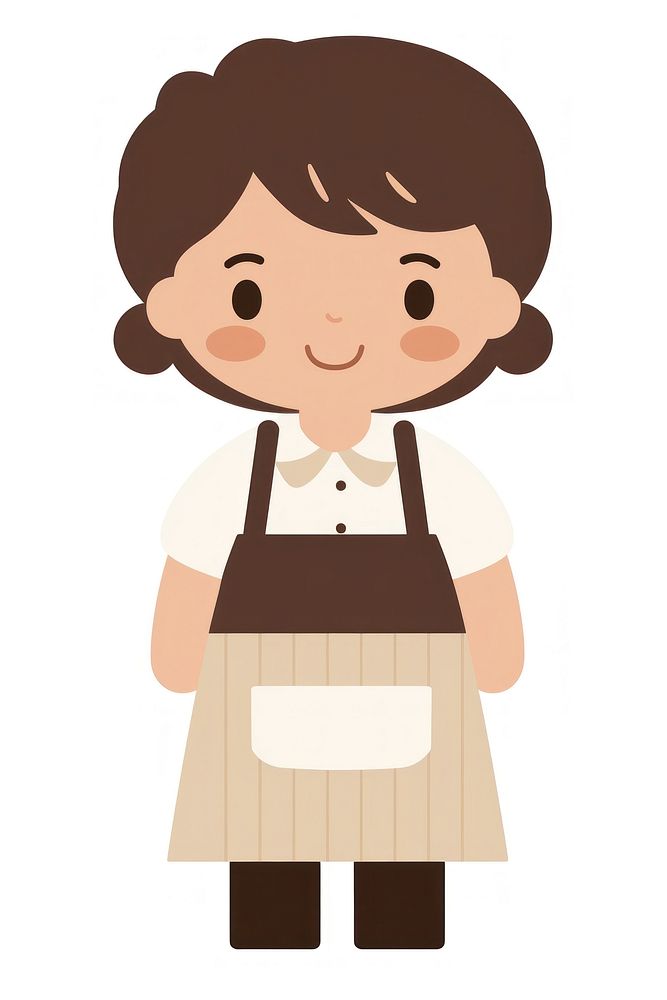 Flat design character girl barista cartoon apron cute.