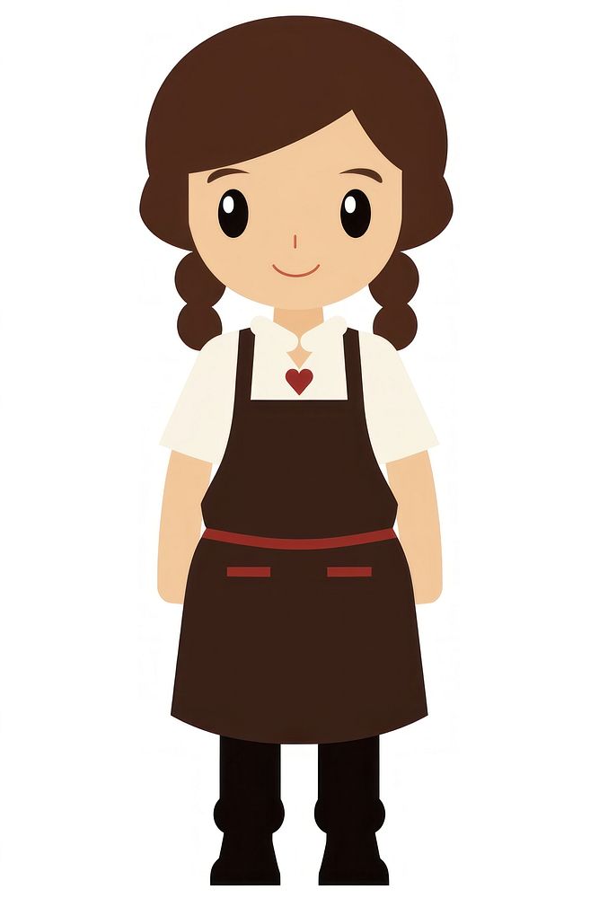 Flat design character girl barista cartoon apron cute.