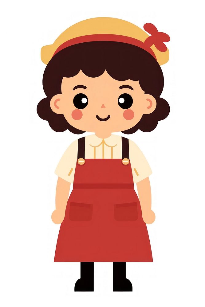 Flat design character girl farmer cartoon cute face.