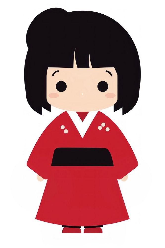 Flat design character girl kimono cartoon robe.
