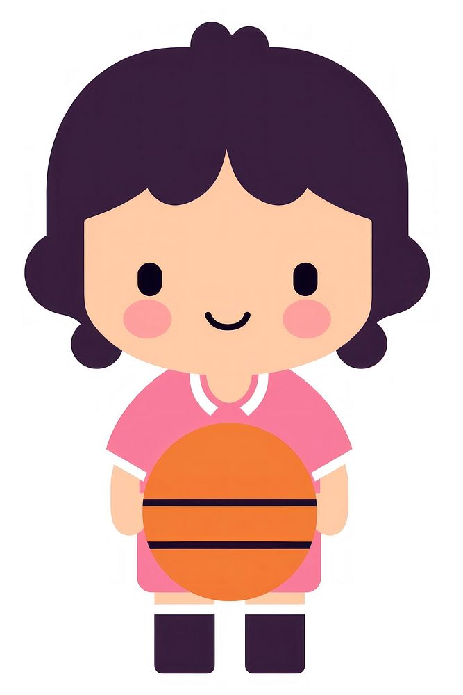 Flat design character girl wearing basketball cartoon cute happiness.