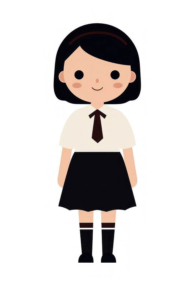 Flat design character girl cartoon cute white background.