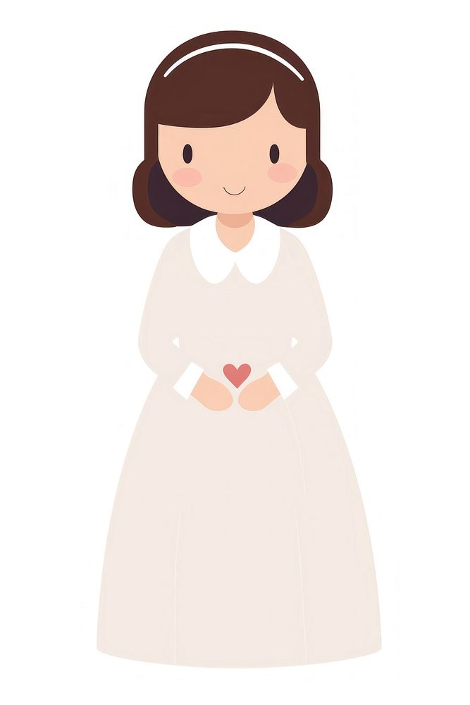 Flat design character girl cartoon wedding dress.
