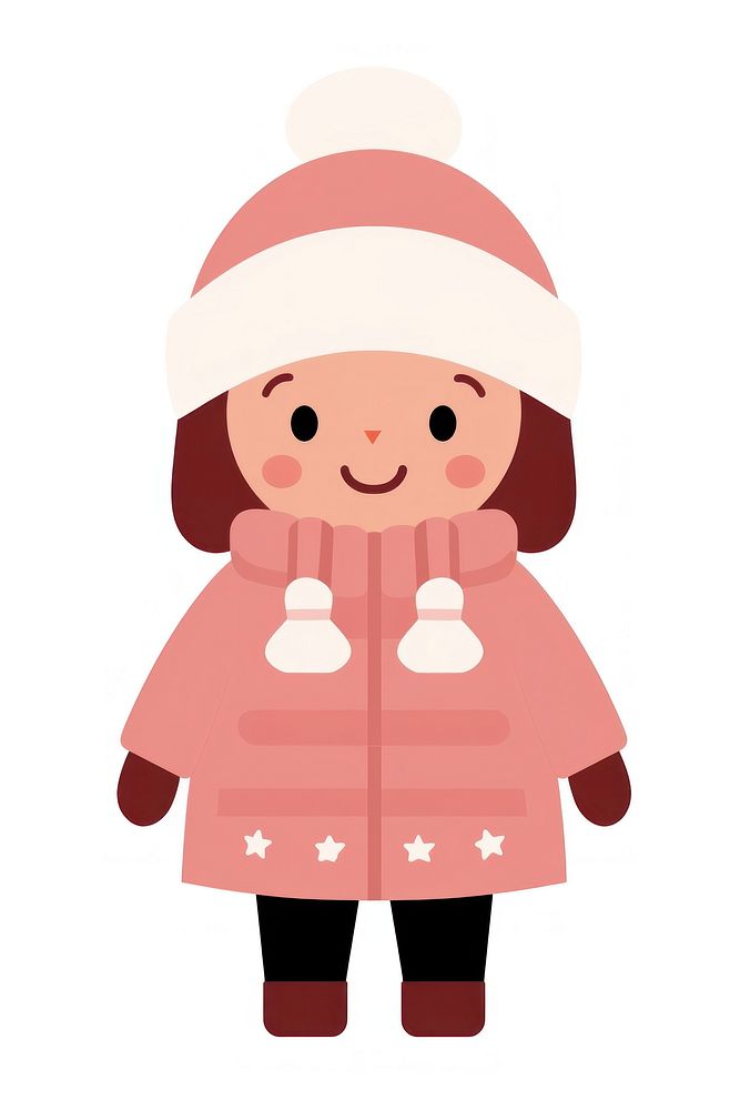 Flat design character girl winter snowman cartoon.
