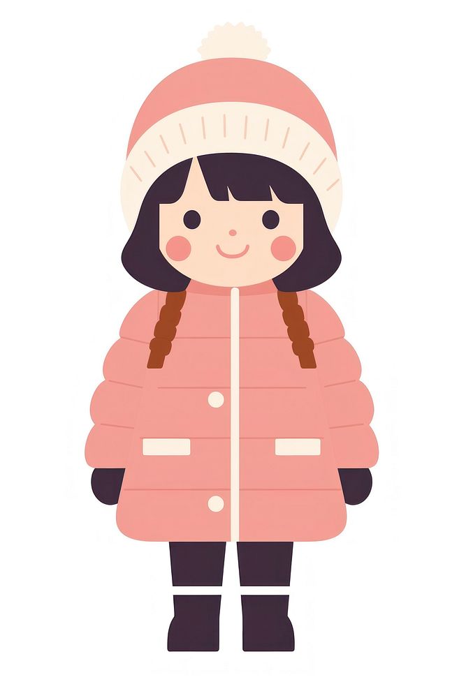 Flat design character girl winter sweater cartoon.
