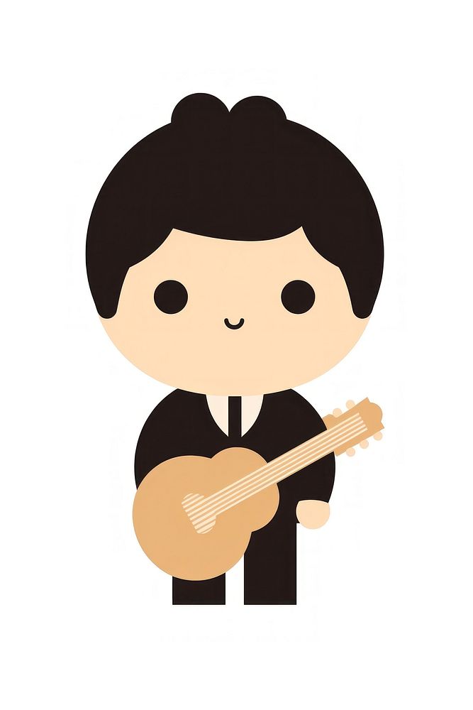Flat design character musician cartoon guitar white background.
