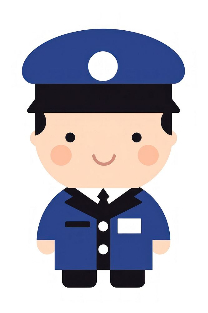 Flat design character police cartoon face white background.