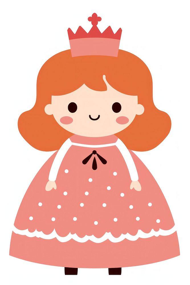Flat design character princess cartoon cute doll.