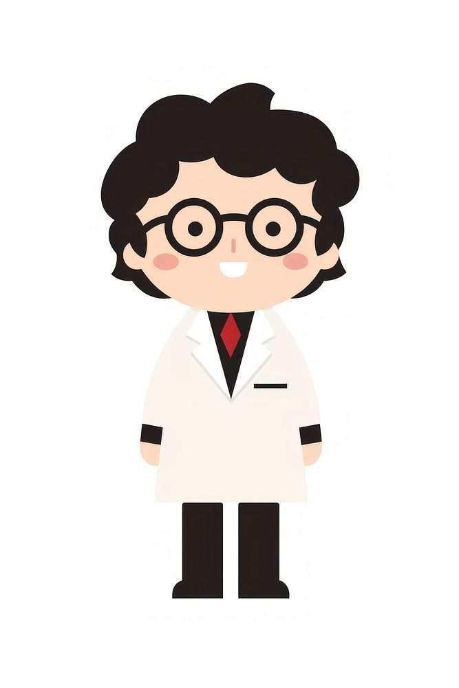Flat design character scientist cartoon white background stethoscope.