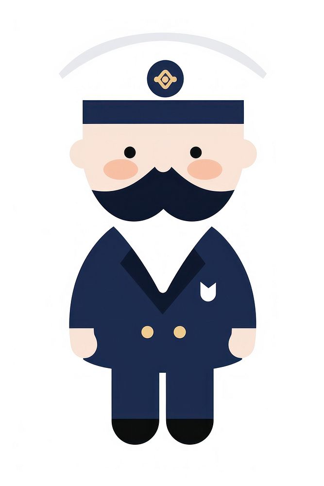 Flat design character sailor cartoon protection moustache.