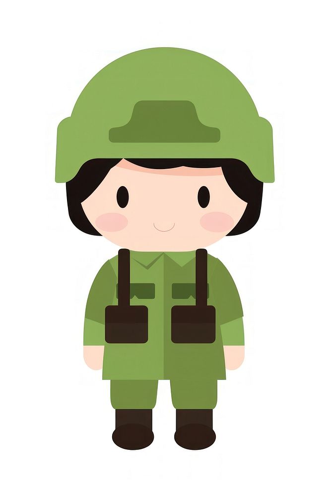 Flat design character soldier cartoon white background protection.