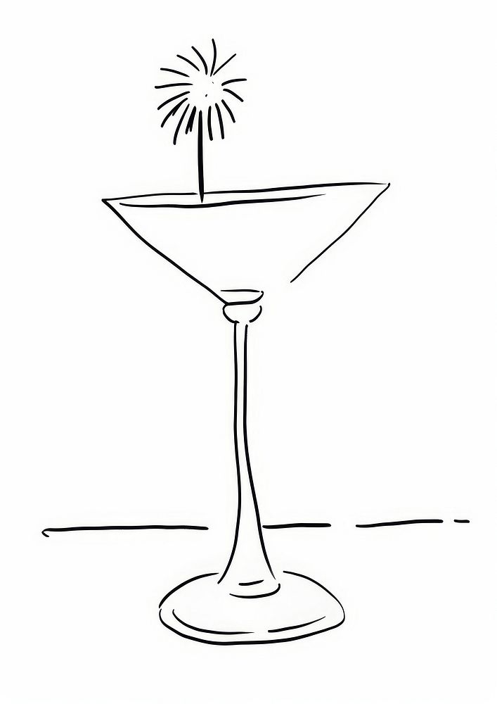 Cocktail sketch martini drawing.