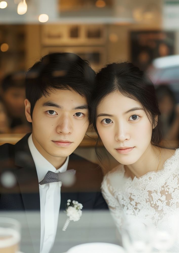 Wedding of a young East Asian couple photography portrait adult.