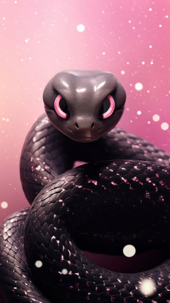 Cute black snakw reptile animal snake.