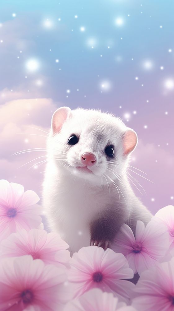 Cute ferret rat wildlife animal.