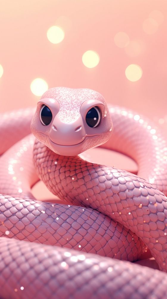 Cute pink snake reptile animal poisonous.