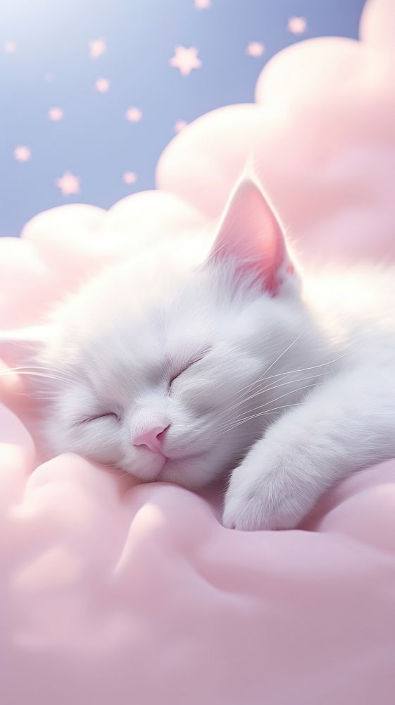 Cute sleeping cat animal mammal kitten.
