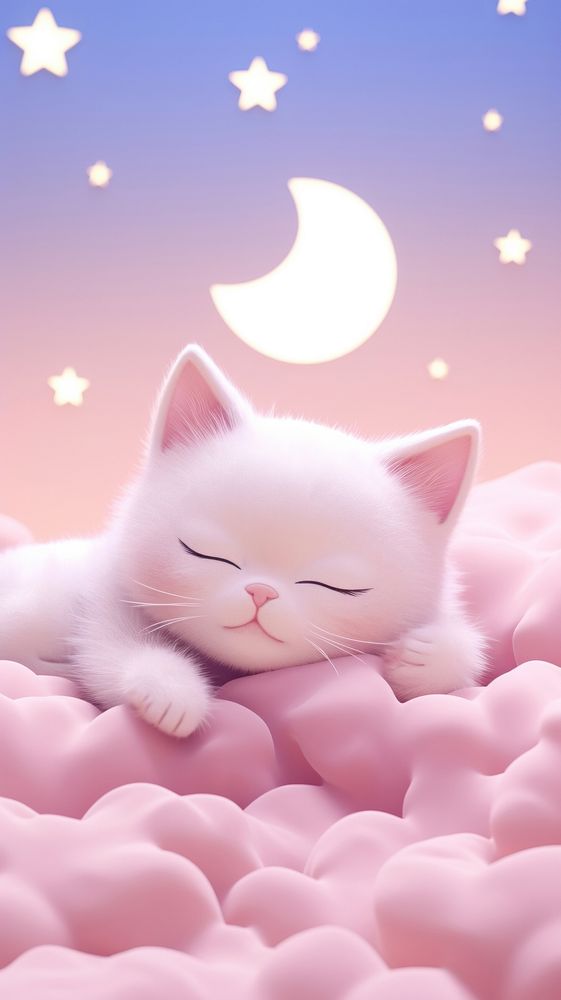 Cute sleeping cat astronomy mammal kitten.