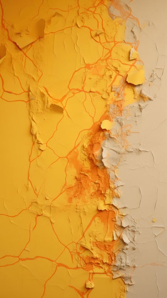 Yellow and orange plaster paint wall. AI generated Image by rawpixel.