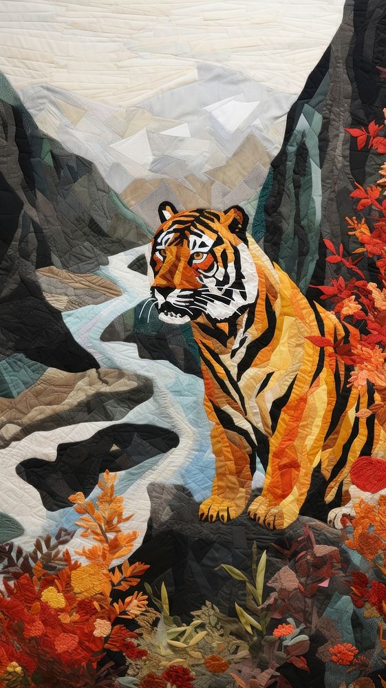 Wildfire tiger wildlife painting.