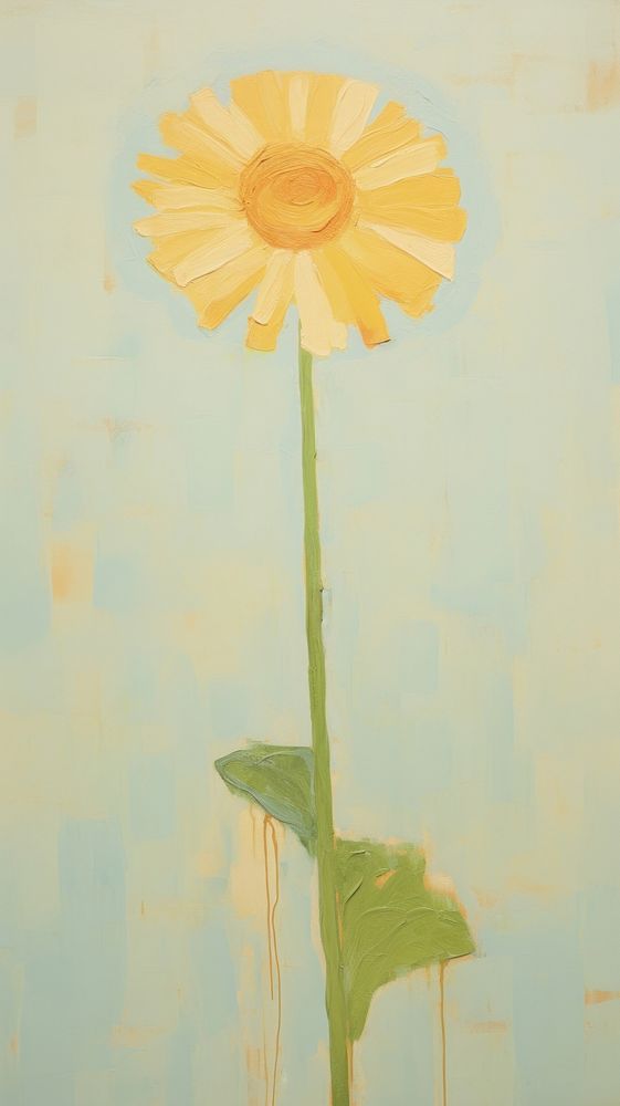  Yellow gerbera flower sunflower painting plant. AI generated Image by rawpixel.