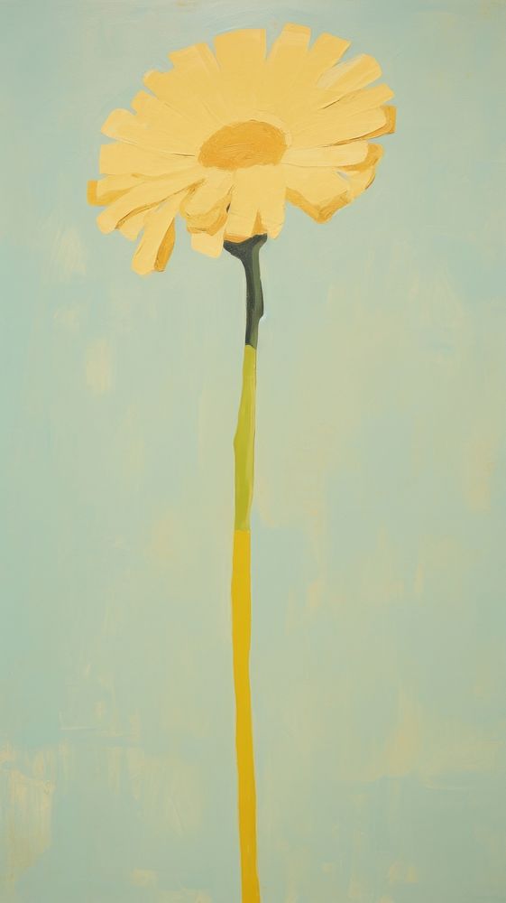  Yellow gerbera flower sunflower painting plant. AI generated Image by rawpixel.