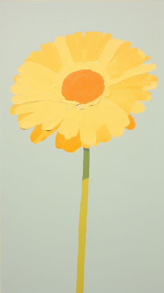  Yellow gerbera flower sunflower painting petal. AI generated Image by rawpixel.