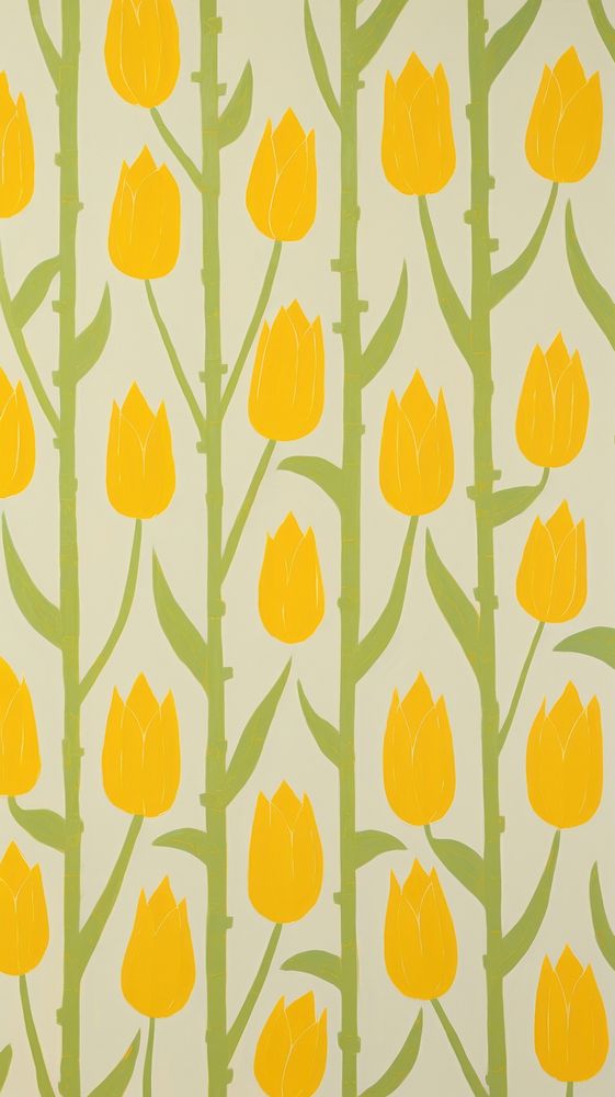  Yellow tulip flower pattern backgrounds plant. AI generated Image by rawpixel.