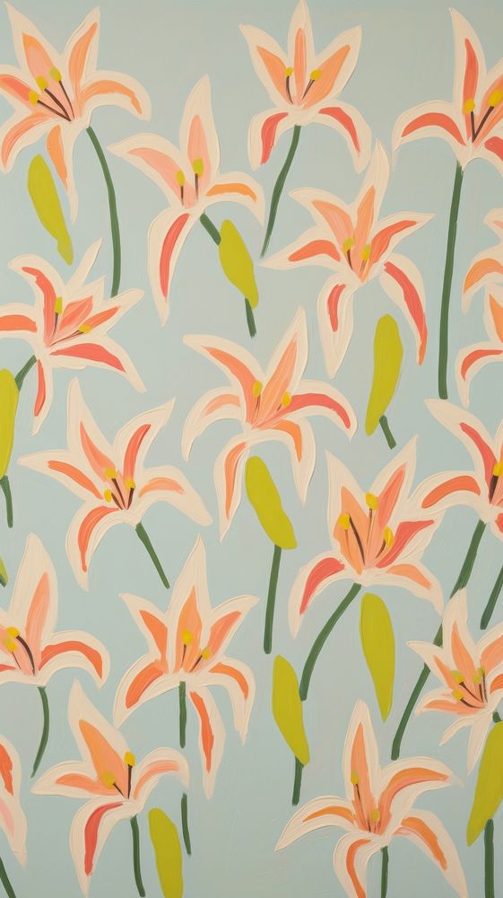  Lily flower pattern backgrounds painting. AI generated Image by rawpixel.