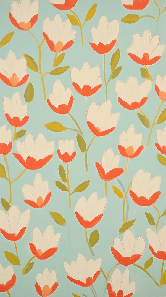  Magnolia flower pattern backgrounds plant. AI generated Image by rawpixel.