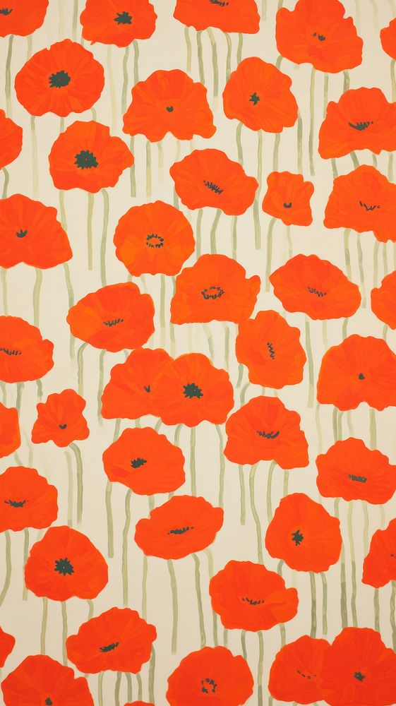  Poppy flower pattern backgrounds plant. AI generated Image by rawpixel.