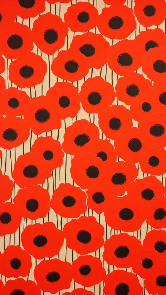  Poppy flower pattern backgrounds repetition. AI generated Image by rawpixel.