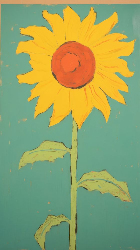  Sunflower painting plant art. AI generated Image by rawpixel.